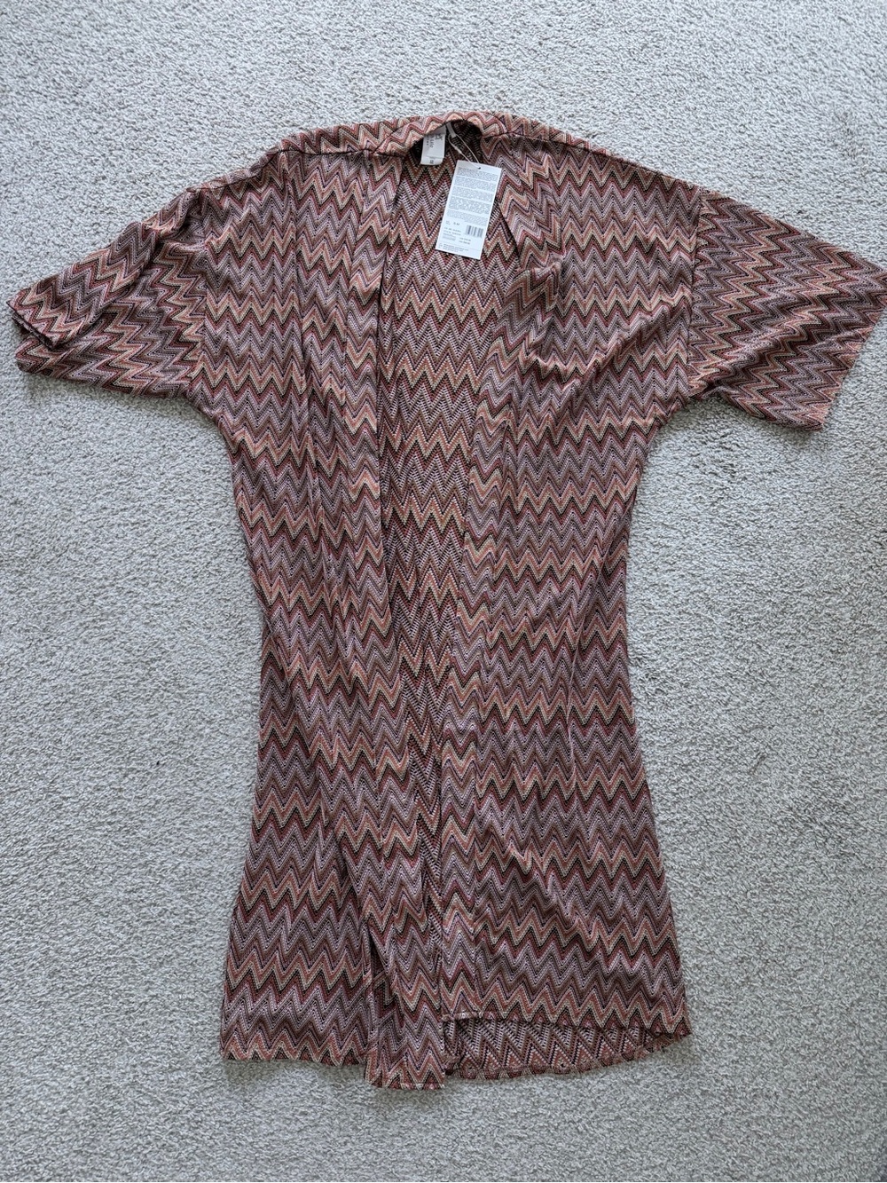Zigzag Chevron Knit Coverup robe in Rust and Mauve